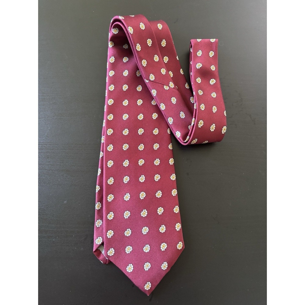 Robert Talbott Tie Necktie Best Of Class USA Made Silk Maroon Red Floral Print